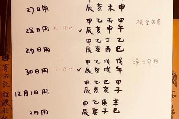 生辰八字排列
